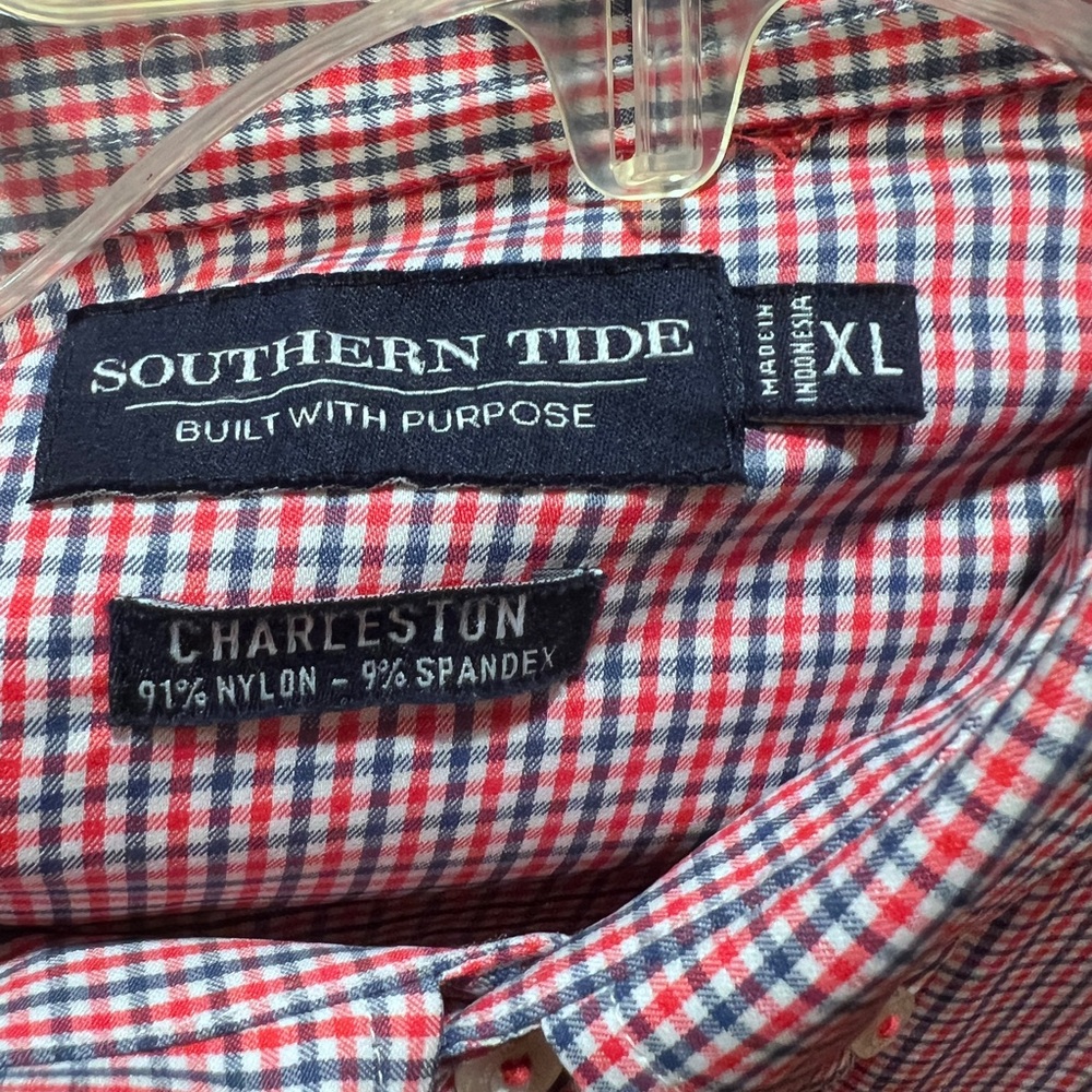Southern Tide Red and Blue Casual Button Down Shirt